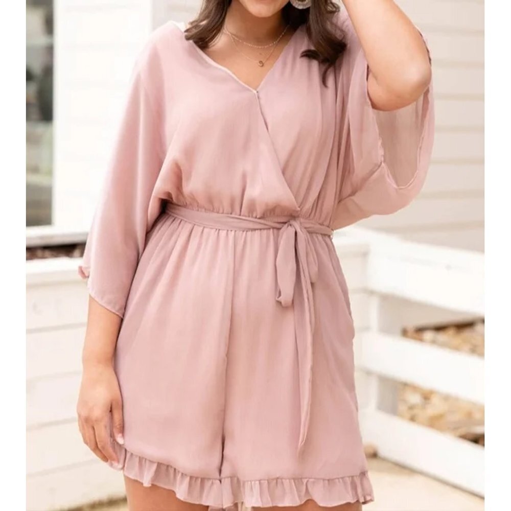 NWT Hayden LA Belted Surplice Ruffle‎ Romper